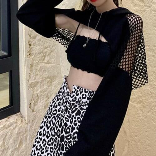 SXGOTH Grung Egirl Emo Girl Halloween Hoodie Oversized Harajuku Trendy For Women Top Rave Hollow Goth Punk Dark Academia Black