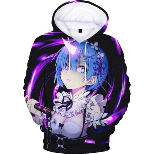 Hot RamRem 3D Printed Hoodies Unisex Sweatshirts Japanese Anime Re:Life in a Different World from Zero Hoodies Overseze 2XS-5XL