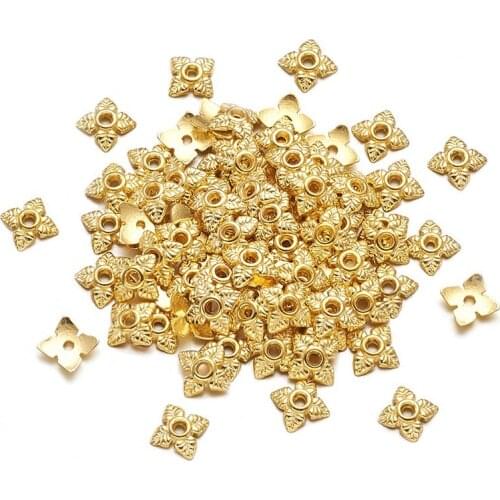 200pcs Alloy Bead Caps End Cap 4-Petal Flower Tibetan Style 6x6x2mm for Jewelry Making DIY Bracelet Necklace