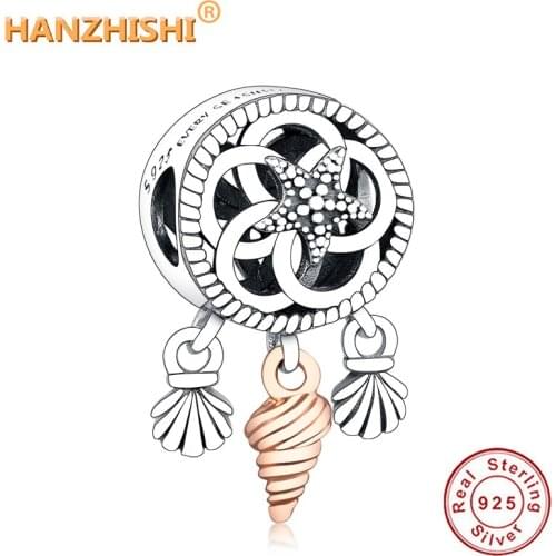 925 Sterling Silver Starfish Shell Dreamcatcher Charms DIY Beads Fits Original European Charm Bracelet Jewelry Making berloque