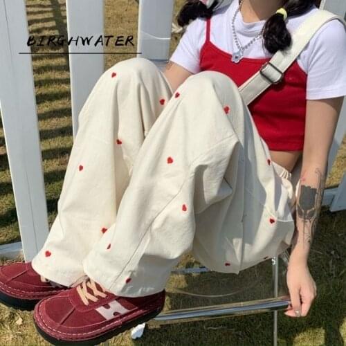 Korean Style Women Sports Pants Cute Wide Leg Pants Fashion Summer Jokers Trousers for Female Harajuku Sweatpants Beige