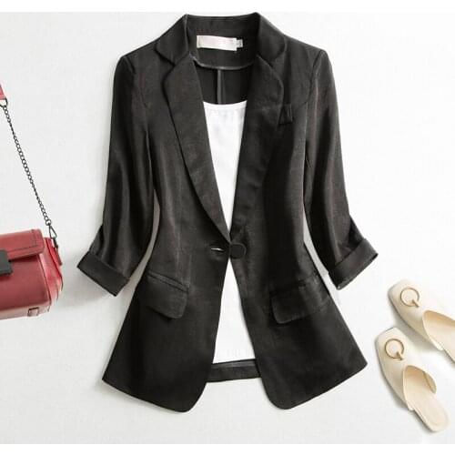 Free Shipping New Fashion Summer Acetate Satin Women Suit Jacket White Black Green Blazers for Women Formal Clothes Coats