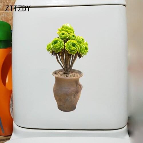 ZTTZDY 12.4×25.8CM Green Cashmere Plant Home Room Wall Decor Stickers WC Toilet Decals T6-0250