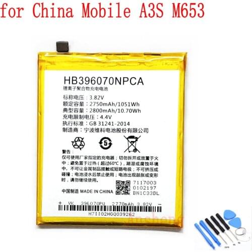 100% NEW Original 2800mAh HB396070NPCA battery for China Mobile A3S M653 Mobile Phone