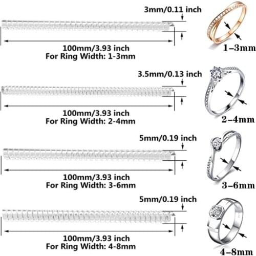 12 Pcs Silicone Invisible Clear Ring Size Adjuster Resizer Loose Rings Reducer invisible ring size adjuster thin
