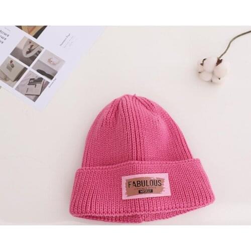 2021 Autumn and Winter Cotton Letter Thicken Knitted Hat Warm Hat Skullies Cap Beanie Hat for Children Boy and Girl 15