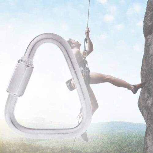 2021 Top New 304 Stainless Steel Screw Lock Triangle Carabiner Climbing Gear Safety Snap Hook 3 size Drop Ship