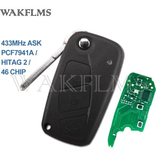 3 Btns 433MHz ID46 Special Flip Remote Key For Fiat Panda 2003 2004 2005 2006 2007 2008 2009 2010 2011 2012 Replace Genuine Key