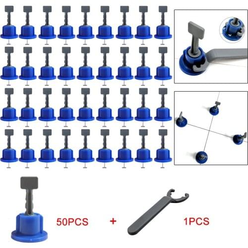 50 pcs Flat Ceramic Floor Wall Construction Tools Reusable Tile Level Wedges Tile Spacers Kittile Leveling System Kit For Tile