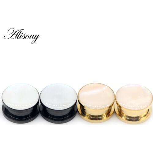 Alisouy 2pcs Round Shell expand Stainless Steel Ear Gauges Tunnels Plugs Screw Expander Stretcher Piercing Body Jewelry Earrings