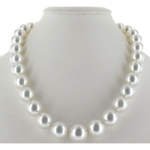 FREE SHIPPING HOT sell new Style >>>>18inch AAA 12mm natural south seas white shell pearl necklace 14