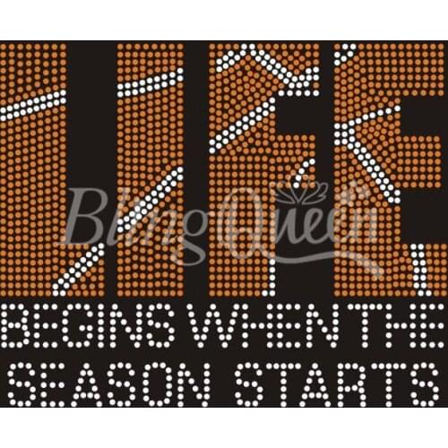 BlingQueen 25PCS/LOT Korean Rhinestone Iron On Transfers Basketball Design