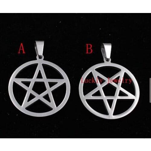 24'' bead chain choose 30mm high quality stainless steel Five-pointed Star Pendant - Wicca Inverted necklace pendant