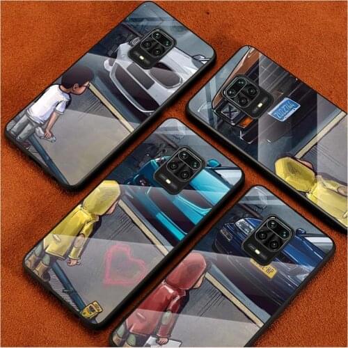 Tempered Glass Cover Cute little boy car For Xiaomi Redmi Note 10 10S 9T 9S 9 8T 8 7 Pro Max Shockproof Phone Case