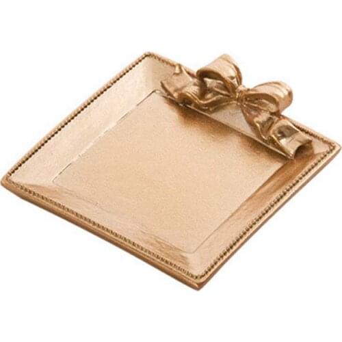 Decorative Golden Jewelry Tray Bedroom Living Room Decoration Necklace Jewelry Fruit Plate Crafts Trinket Tray Organizer