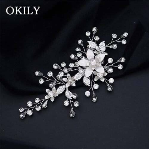 Elegant Wedding Hair Clips Headdress for Bride Handmade Floral Crystal Bridal Hair Accessories Hairpin Ornaments Jewelry
