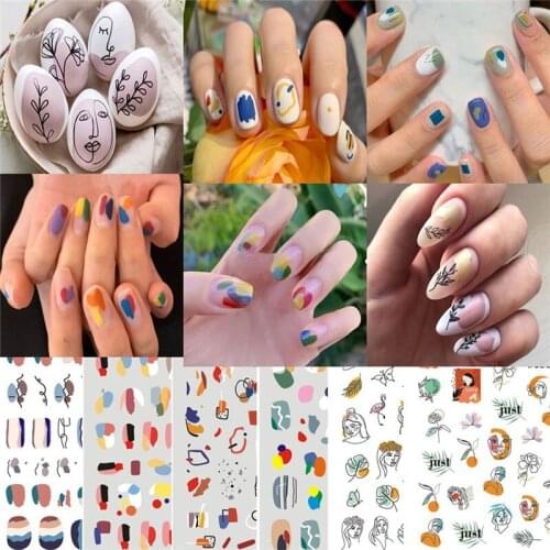 Nail Water Sticker DIY Abstract Image Nail Art Paper Decoration Manicure Tattoos Creative Designs Watermark Decals Tool