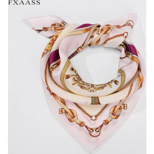 FXAASS Bandana Women Hijab Square Scarf Fashion Lady Retro Luxury 100% Mulberry Silk Scarf Shawls 52*52cm Scepter Cape Headband