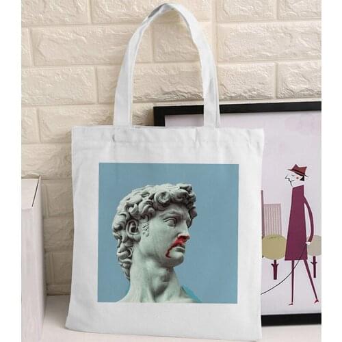 Women Canvas Shopping Bag Reusable Female Canvas Grocery Shoulder Bags Eco Handbag Tote Shopper Bag Student Book Bag