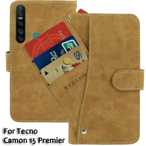 Leather Wallet Tecno Camon 15 Premier Case 6.6" Flip Fashion Luxury Front Card Slots Cases Cover Business Magnetic Phone Bags