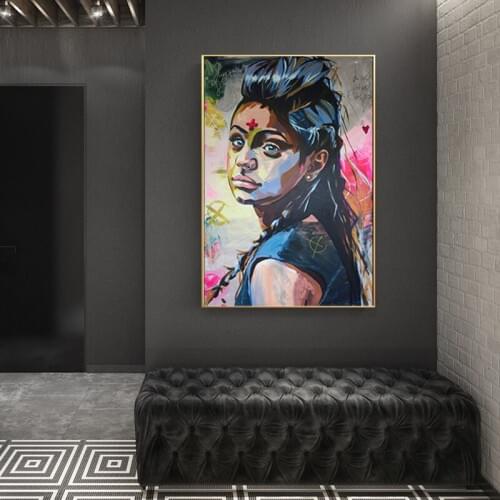 Colorful Abstract Oil Painting Prints Woman Face Oil Paintings of Modern Art Canvas Pictures for Living Room