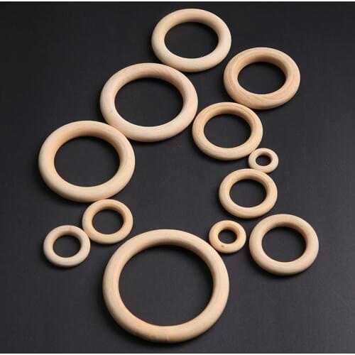 14 Size Natural Wood Circles Crafts Beads For DIY Jewelry Making Bracelets Accessories Round Wooden Rings Kids Toys Ornaments