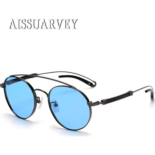 Round Acetate Titanium Vintage Luxury Brand Designer UV400 High Quality Polarized Sunglasses for Men Women Clear Sun Glasses