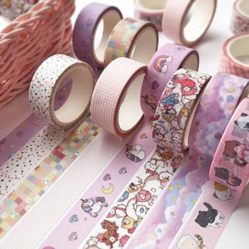 2Pcs Kawaii Cartoon Decoration Tape Paper Washi Masking Tape Creative Scrapbooking Stationary School Supplies