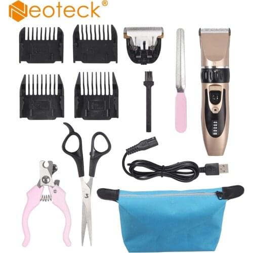 Neoteck Rechargeable Cat Dog Hair Trimmer Electrical Pet Grooming Clipper Cat Cutter Machine Shaver Electric Scissor Clipper