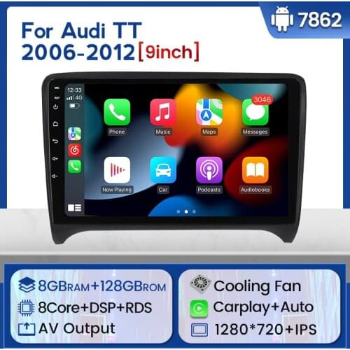 8 Core 6GB+128GB QLED screen Carplay 4G LTE BT5.0 WIFI Android 10.0 Car Navigation GPS Radio Player For Audi TT MK2 8J 2006 2012
