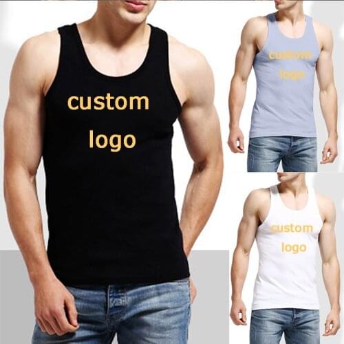 Custom Logo Men Muscle Sleeveless Tank Top Casual Tight Vest Round Neck Sports Fitness Vest Workout Bodybuilding Fitness Running