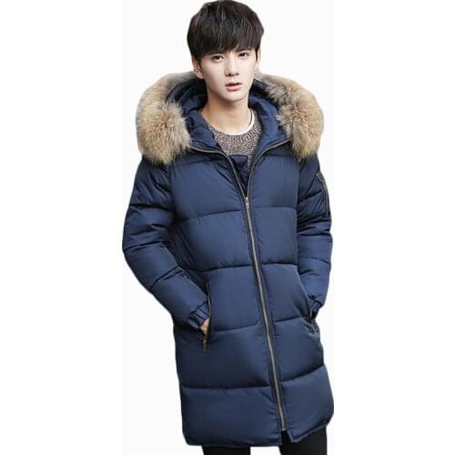 2017 New Arrival Winter Coat Men Warm Parka Male Hooded Mid-Length Wadded Cotton Jacket Outwear Casual Solid Parkas Hot ZL616A