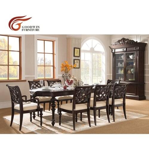 Wood dining table set modern with 8 chairs and dining room chairs modern Деревянный обеденный стол на 8 стульев WA420