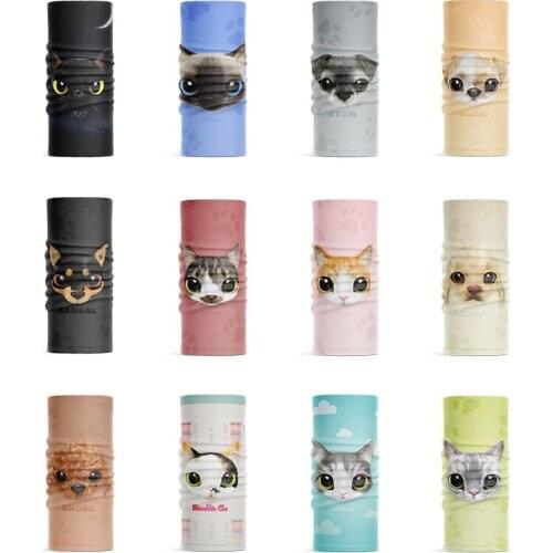 New 3D Animal Scarves Women Spring Cute Cat Dog Headband For Girls Tubular Face Head Wrap Cover Bandana Dust-Proof Hair Scarf