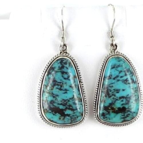Charming tibet silver fashion Vintage 925 Silver Chalcedony coral TURQUOISEs earring Female luck Jewelry shipping free