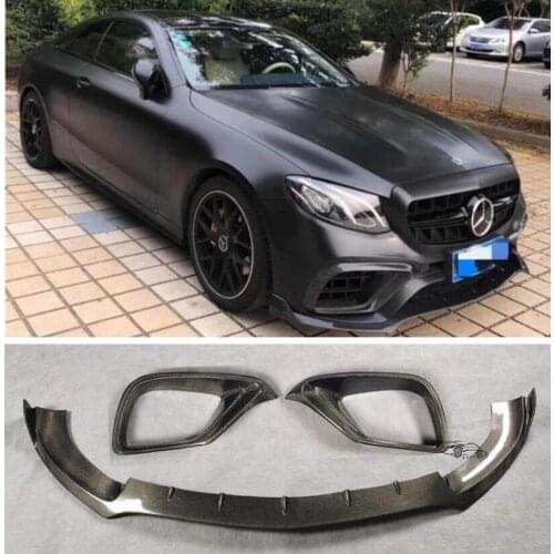 CARBON FIBER Front Bumper Lip Spoiler Fog light Air Vent Outlet Cover For Mercedes-Benz E Class W213 E63 E63S AMG 2016-2020