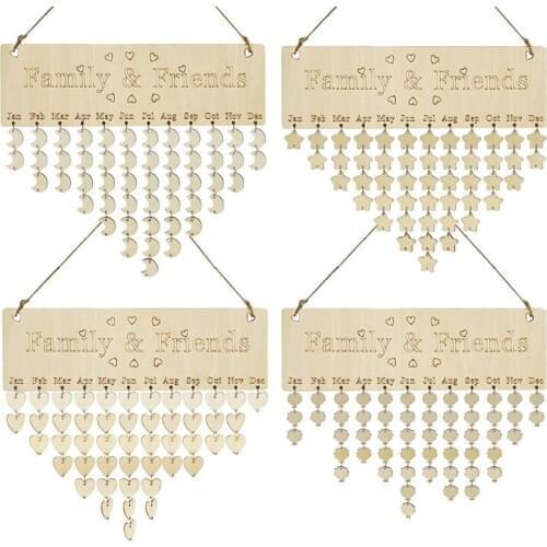 DIY Calendar Board Pendants Photo Frame Carved Text Message Board New Year Home Decor Hanging Birthday Reminder Wooden Calendar