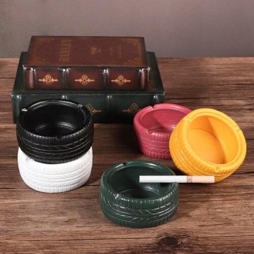 Resin Ashtray Home Decoration Smoking Accessories Cigar Ashtray Ash Tray Creative Tire Modeling Art Storage Box Boyfriend Gift