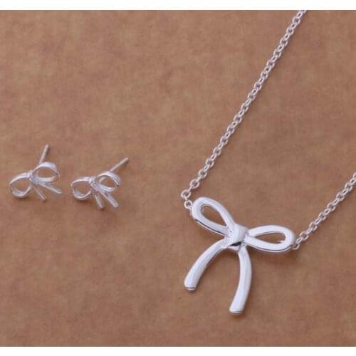 Silver plated Jewelry Sets Earring 231 + Necklace 580 /alrajcya dkpambwa AS041