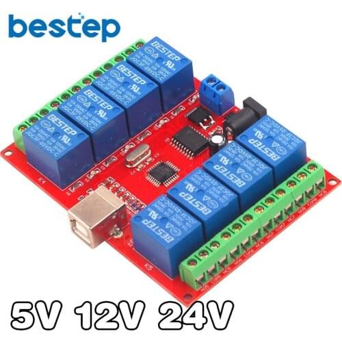 5V 12V 24V 8 Channel Programmable Relay Module USB Computer Control For Smart Home