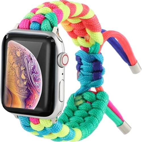Nylon braided Loop Strap for Apple Watch 6 5 4 3 2 1 Band 44mm 38mm 40mm 42mm Correa for iwatch Series 6 SE Woven Bracelet wrist