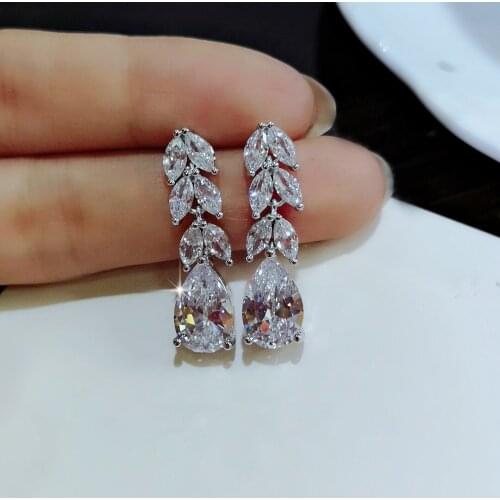100% 925 Silver Sterling 2 Carats Diamond Jewelry Drop Earring for Women Aros Mujer Oreja Silver 925 African Jewelry Orecchini