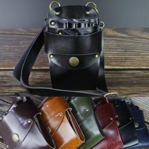 Professional Barber Hair Scissor Bag Rivet Hairdressing Holster Pouch Holder Case with Waist Shoulder Belt