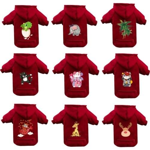 Cartoon Printed Dog Hoodies Warm Clothes for Small Dogs Puppy Coat Jackets Sweatshirt for Chihuahua Dog Cat Costume Pet Outfits