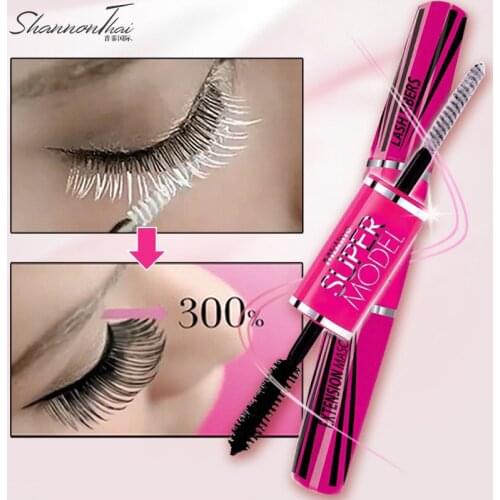 Mistine 2 IN 1 4D Black Eyelash Mascara Silk Fiber Lash Mascara Waterproof Extension Dense Thick Lengthening Curling Eye Lashes