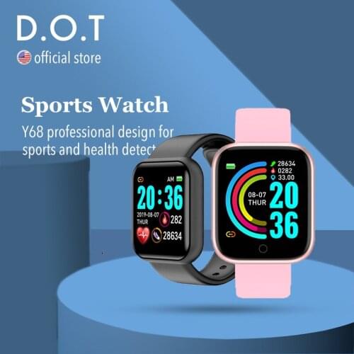 D.O.T Y68 Smart Watch Life Waterproof Fitness Tracker Heart Rate Monitor Blood Pressure Wireless D20 Smartwatch For IOS Android