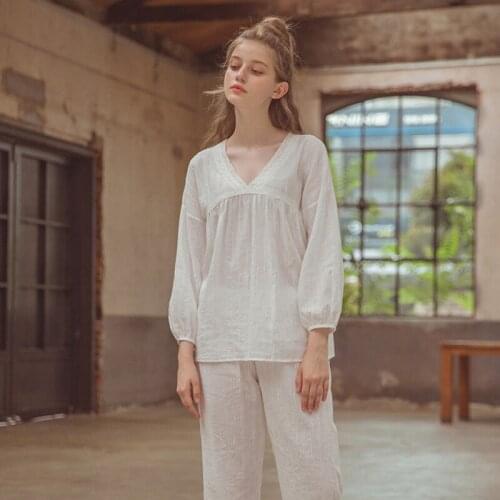 Female Autumn And Winter New Style Pajamas New Pure Cotton Casual Homewear Ladies Sexy Boudoir Royal Pajamas Intimate Lingerie