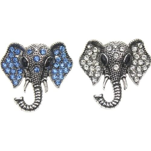 10PCS/LOT Big Elephant Snap Jewelry Crystal Metal Button Lucky Gift Fit 18mm Snap Button Bracelet Bangles DIY Jewelry