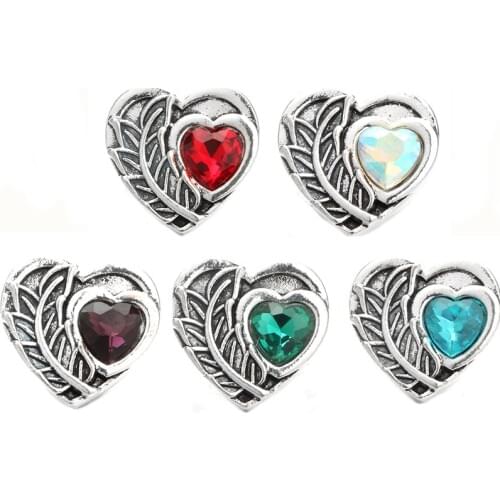 10pcs/lot New Snaps Jewelry Rhinestone Love Heart 18mm Metal Snap Buttons for DIY Snap Bracelet Bangles Love Jewelry