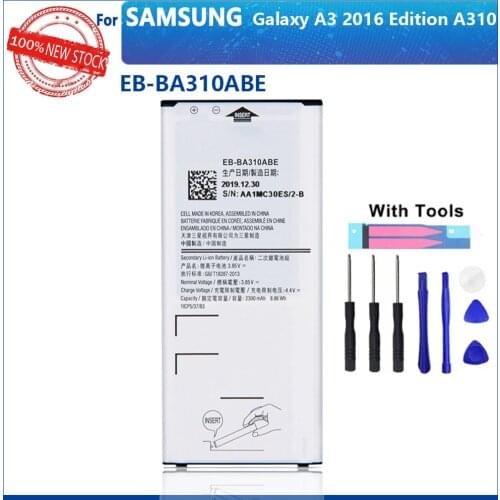 100% Genuine EB-BA310ABE Battery For Samsung GALAXY A3 2016 Edition A310 A5310A A310F SM-A310F A310M A310Y 2300mAh With Tools